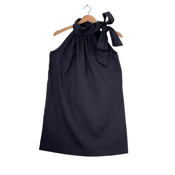 Grace Baker Dress Small Black Neck Bow Trapeze Cotton Mini Cocktail Party USA - Picture 1 of 7